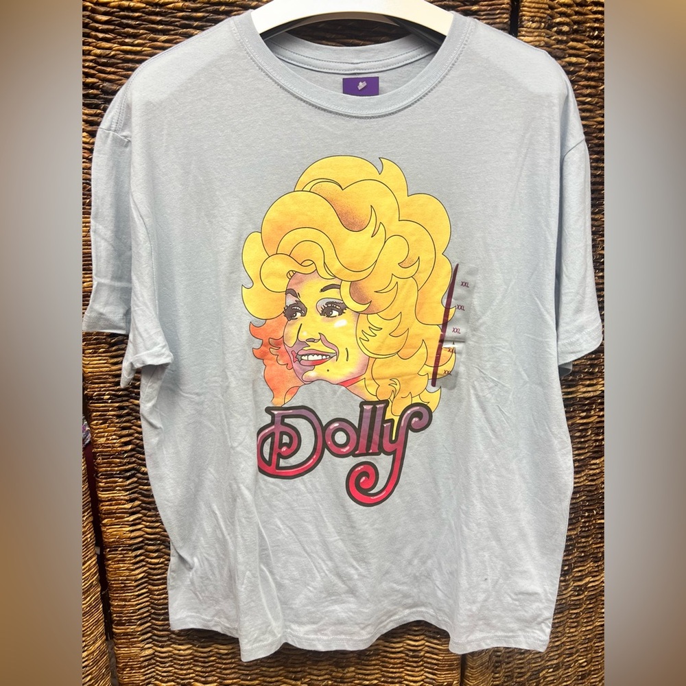 Dolly Parton- Blue Graphic T-Shirt with front imprint, New with tags, XXL